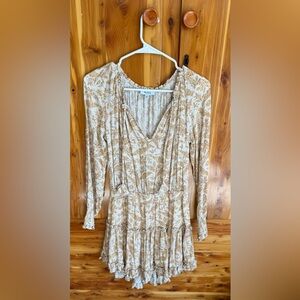 Fate Cream and Brown Floral Mini Dress